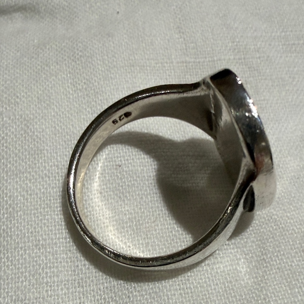 Vintage Sterling Silver And Mother Of Pearl Ring, size 8.5 - Picture 5 of 7